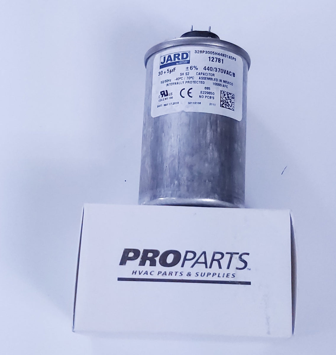 100335-09 - 40 + 5 uf MFD 440 Volt VAC - Lennox Round Dual